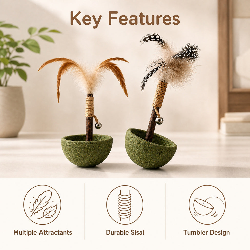 Catnip Feather Tumbler Cat Toy