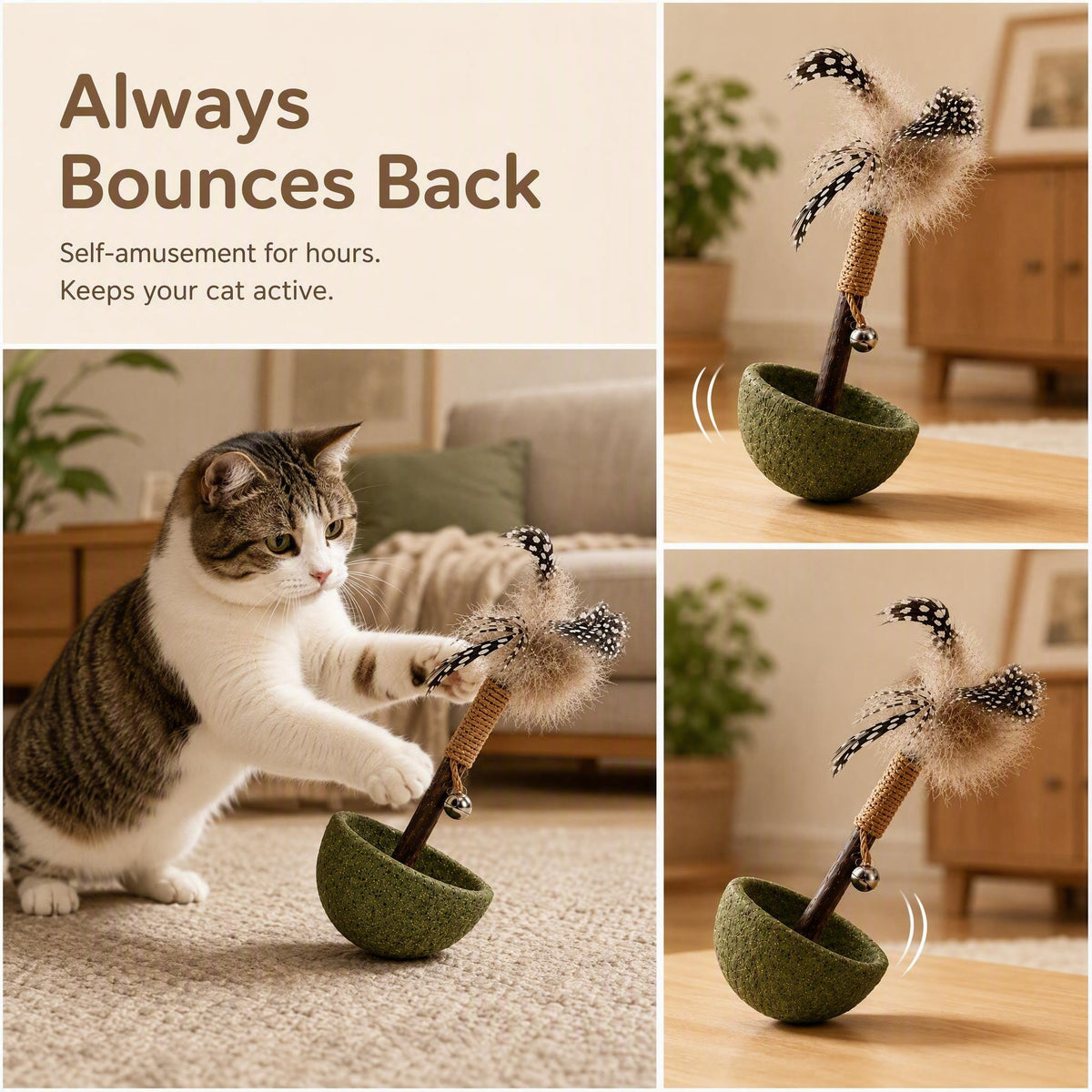 Catnip Feather Tumbler Cat Toy