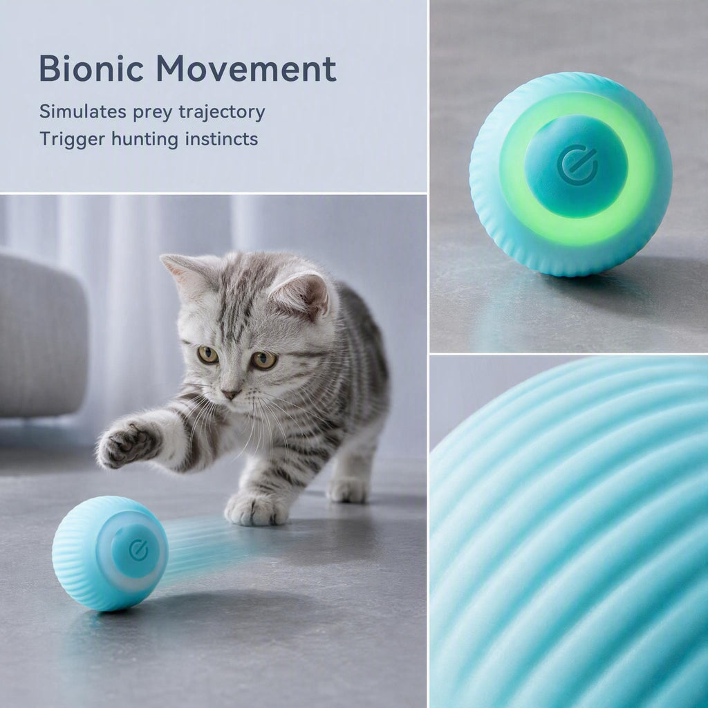 Smart Automatic Rolling Glowing Cat Toy Balll