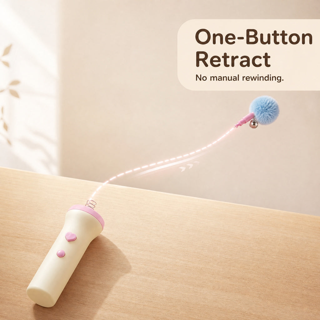 Interactive Pop-up Retractable Plush Bell Cat Teaser Wand