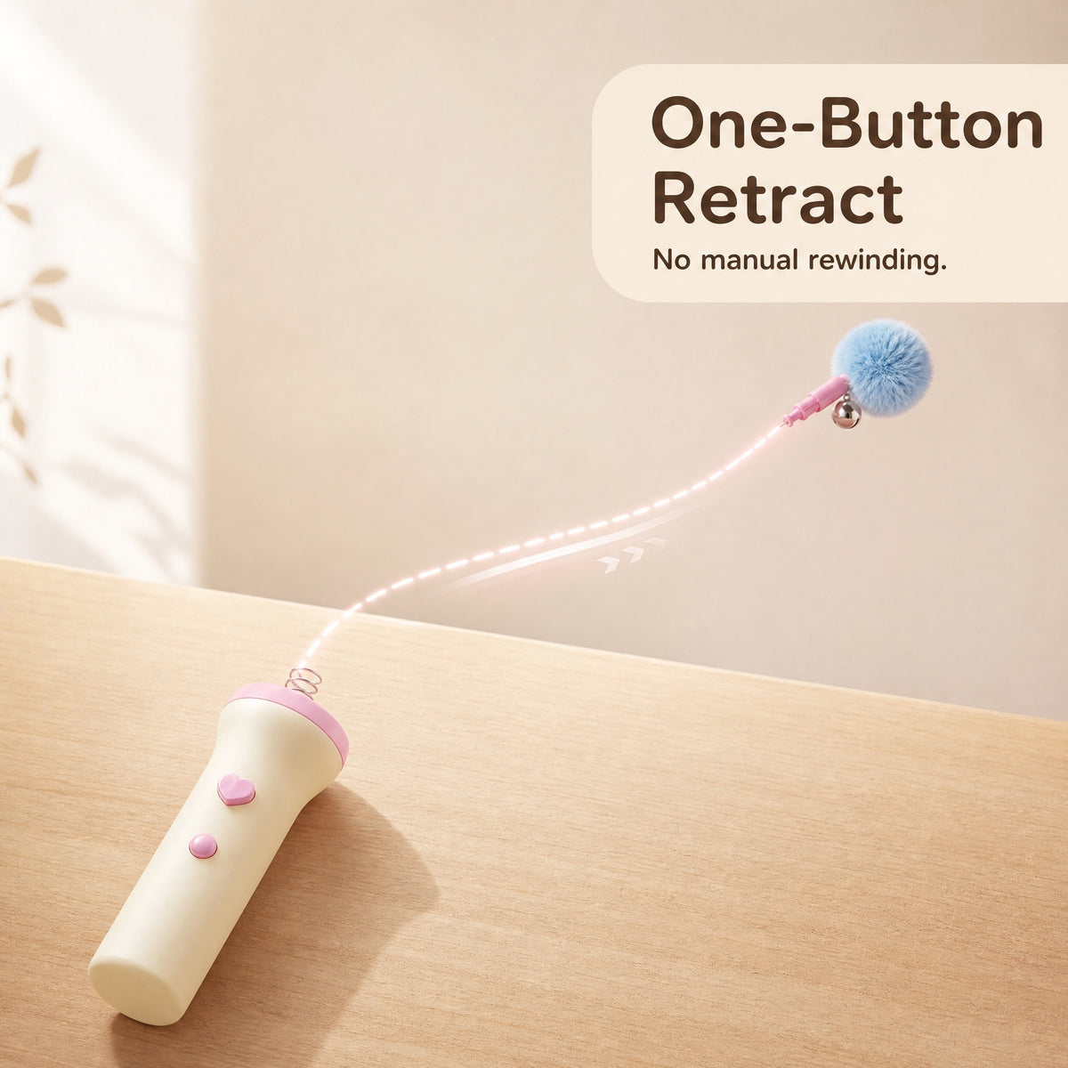 Interactive Pop-up Retractable Plush Bell Cat Teaser Wand