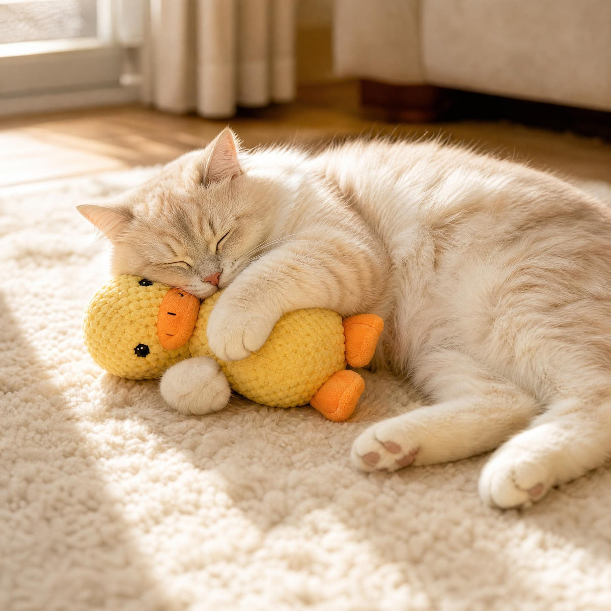 Yellow Duck Cat Toy with Catnip and Crinkle Sound