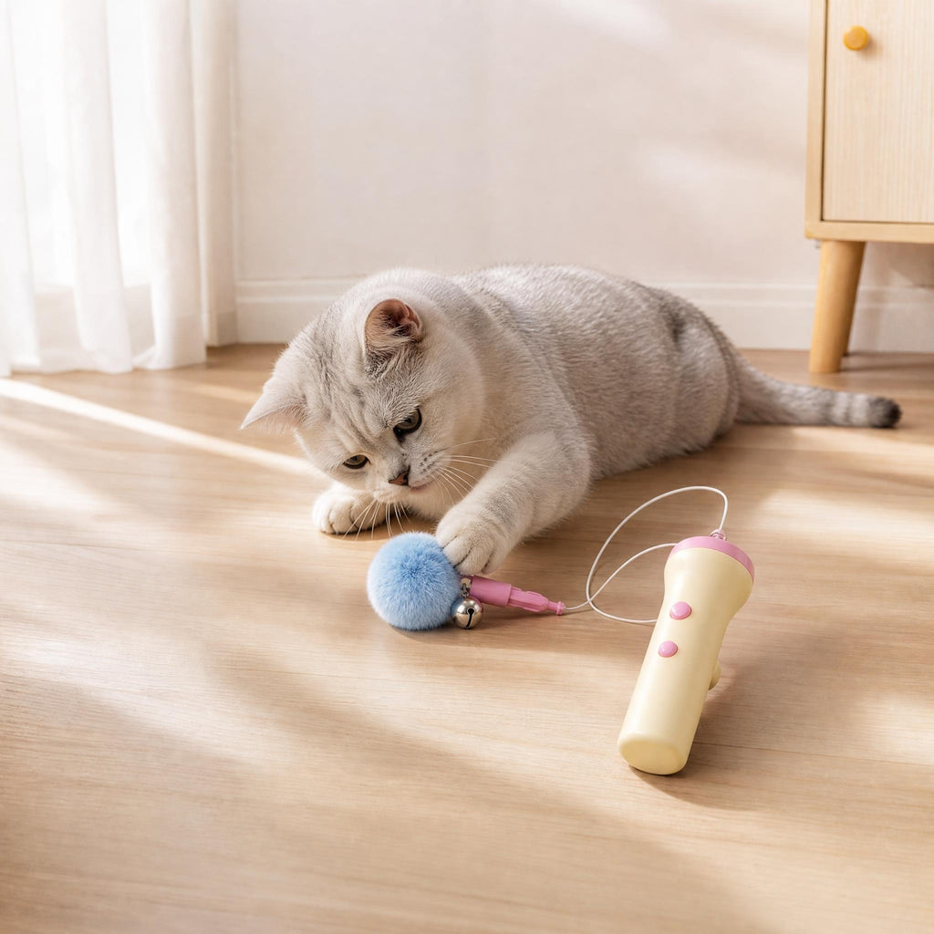 Interactive Pop-up Retractable Plush Bell Cat Teaser Wand