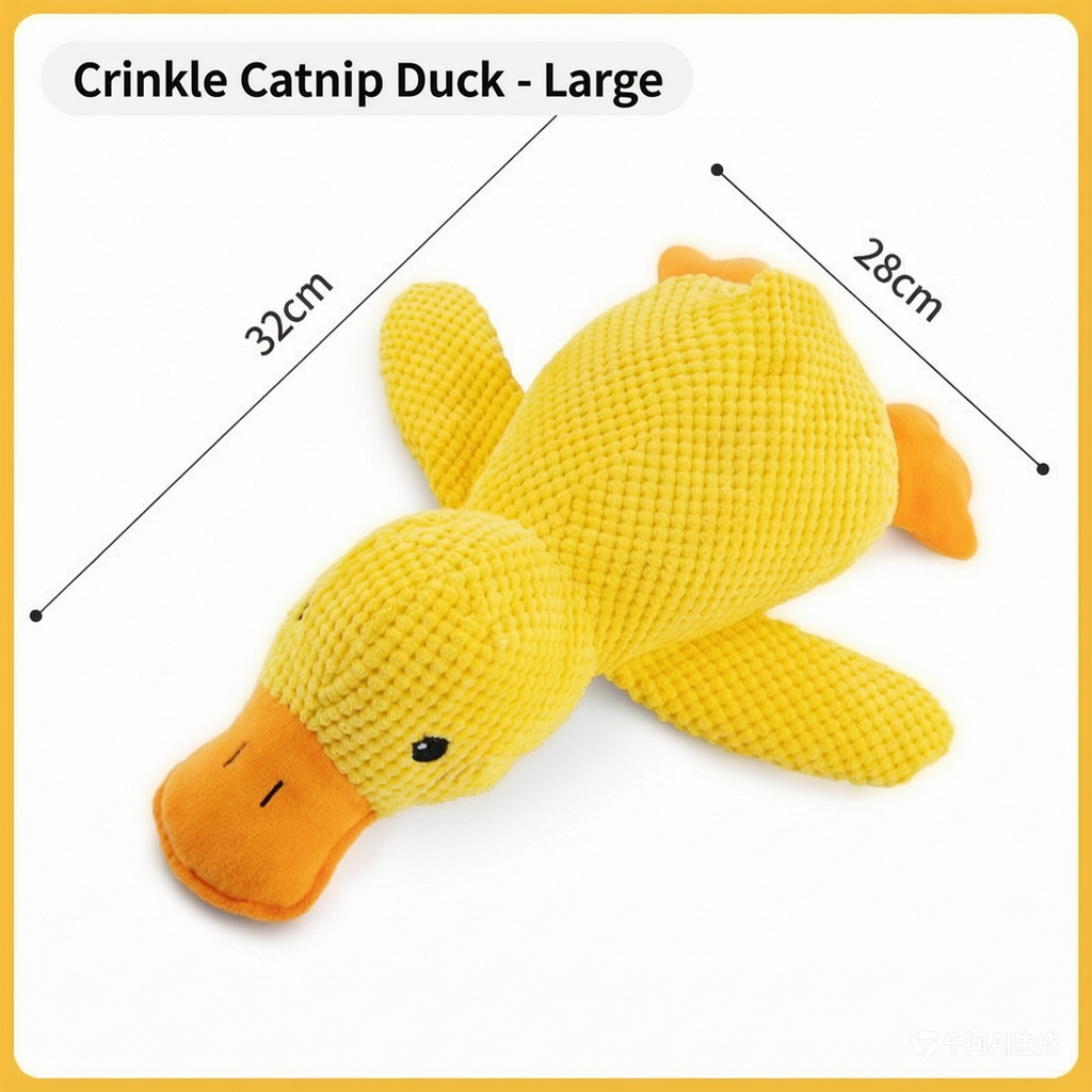 Yellow Duck Cat Toy with Catnip and Crinkle Sound